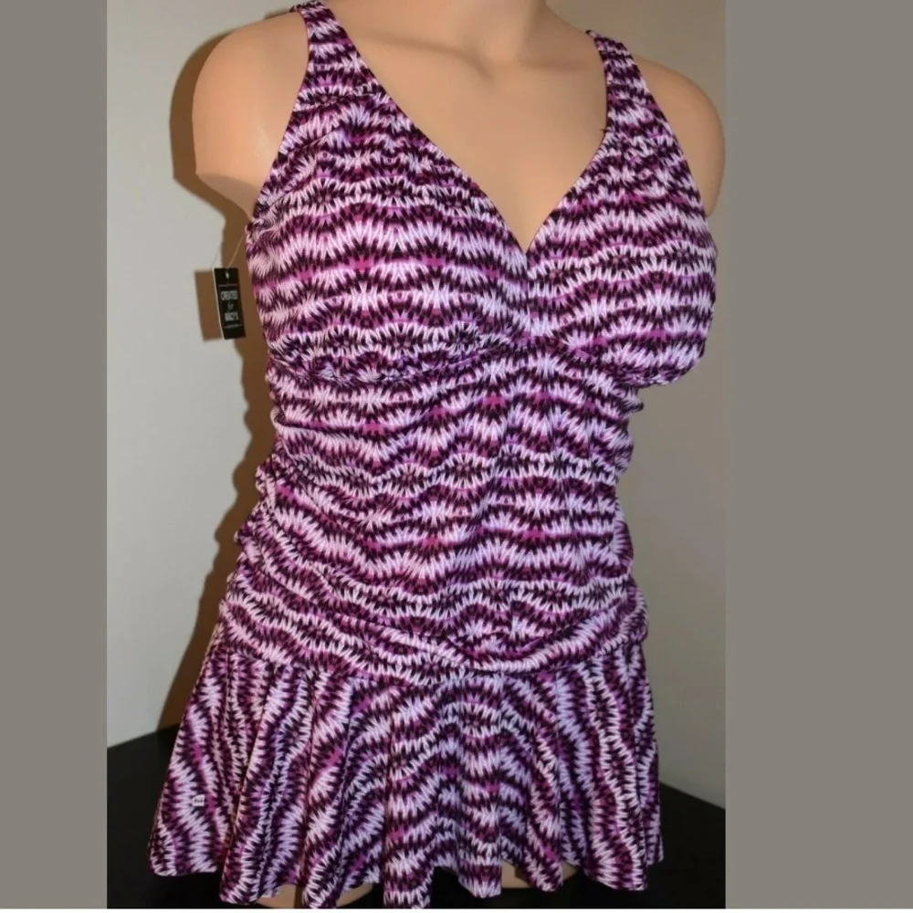 SWIM Solutions Skater One Piece Swimdress Swimsuit - Picture 3 of 6